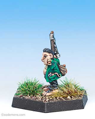 Halfling with Flail and Sandwich