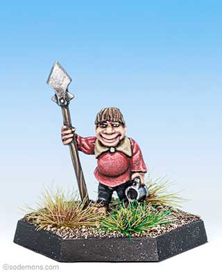 Halfling with Spear and Mug